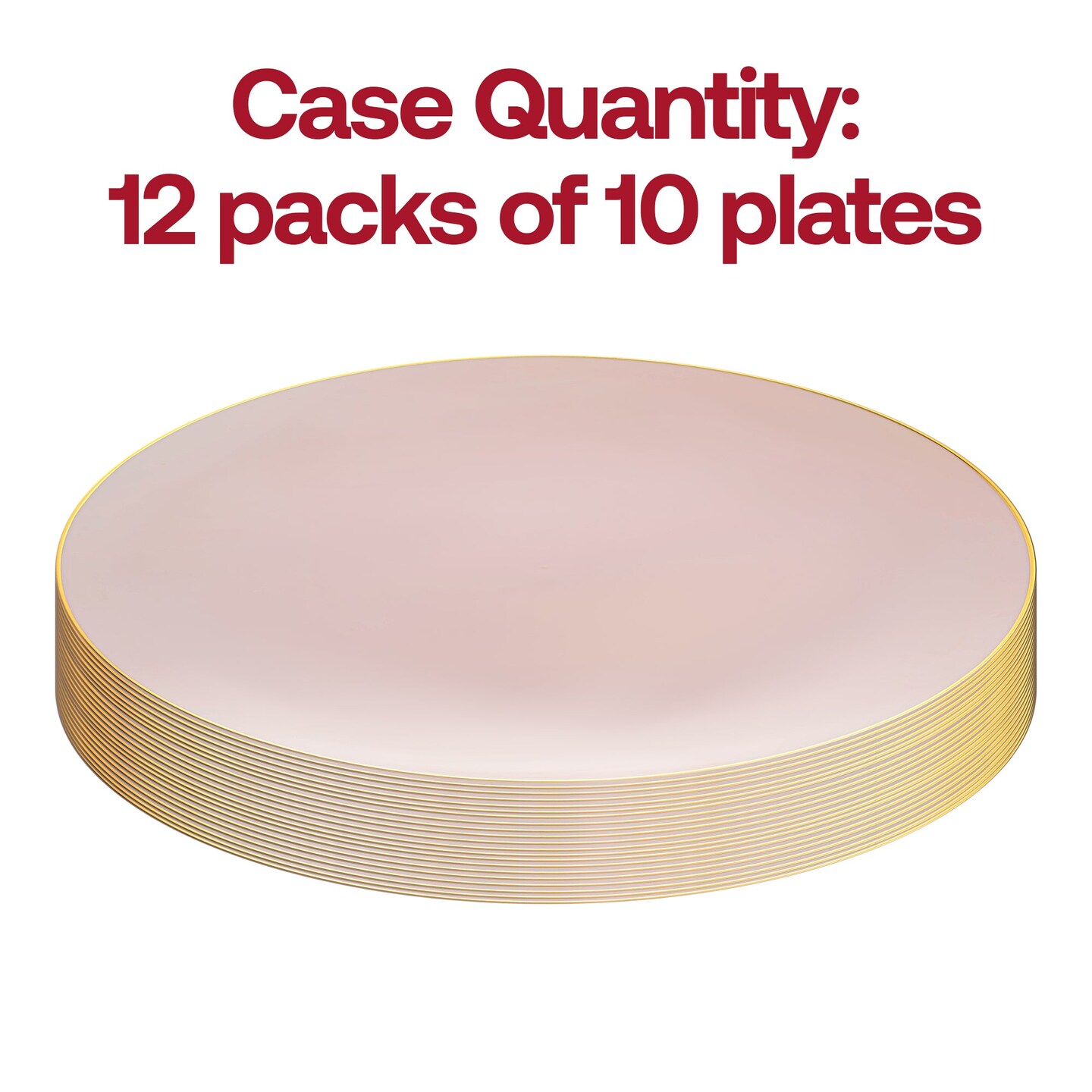 Pink with Gold Rim Organic Round Disposable Plastic Appetizer/Salad Plates - 7.5" (120 Plates)