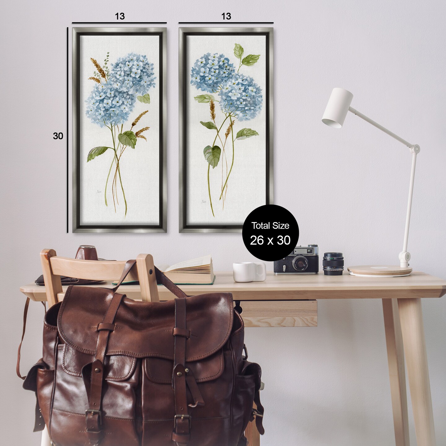 Stupell Industries Blue Hydrangea Long Stems Framed Floater Canvas Wall Art