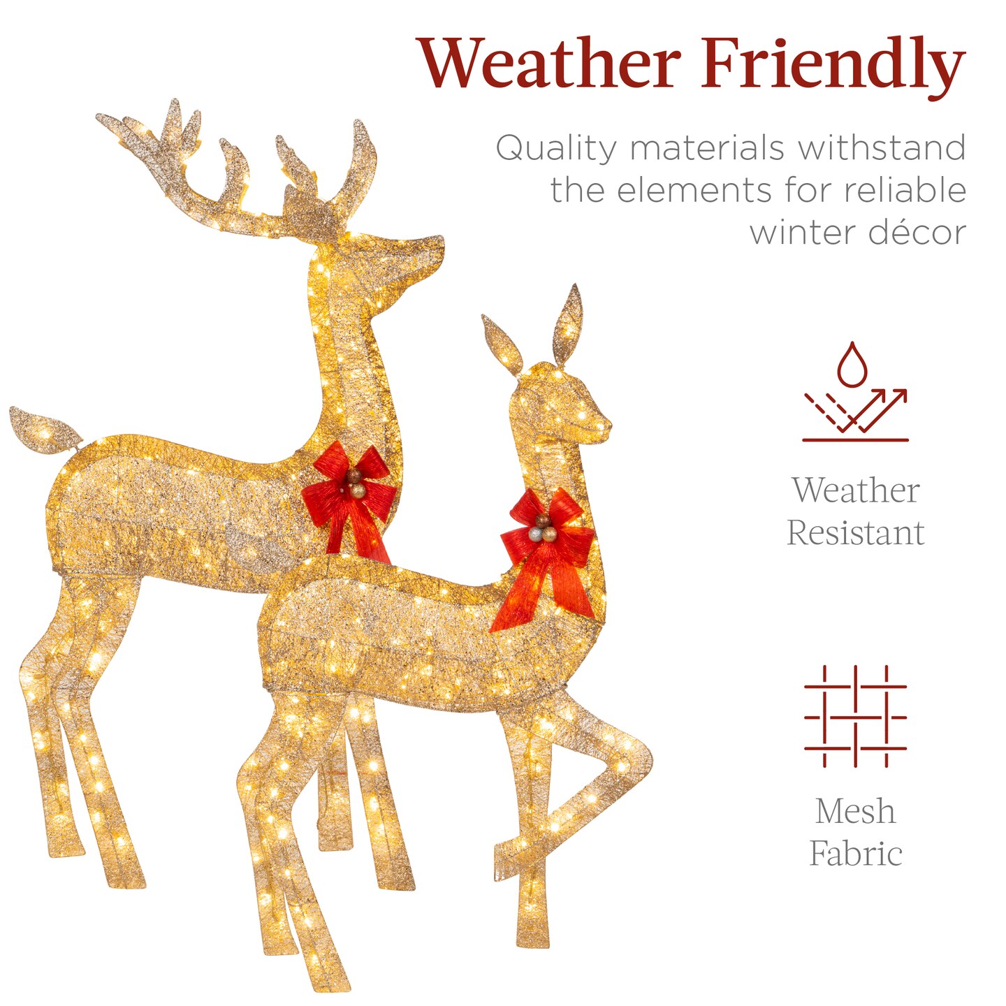 Best Choice Products 3-Piece Lighted Christmas Deer Set Outdoor Yard Decoration with 360 LED Lights, Stakes