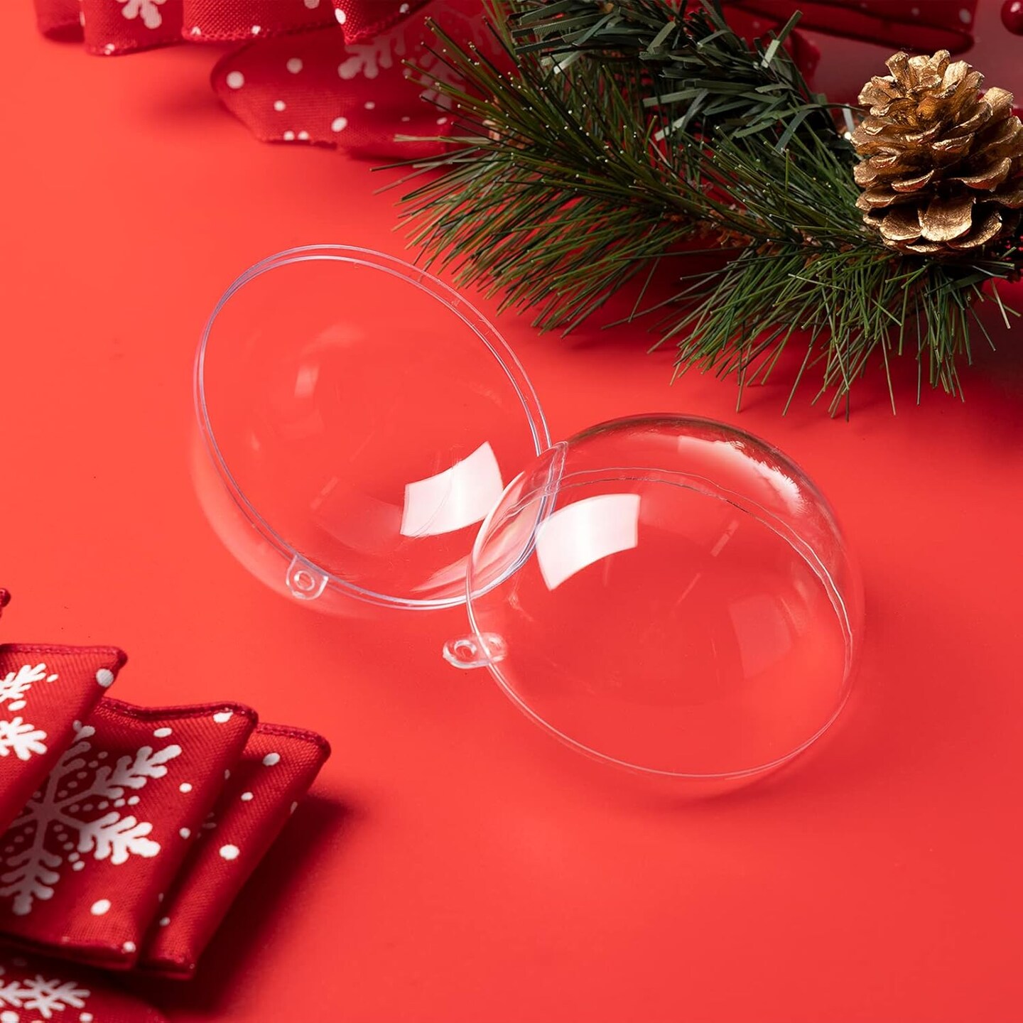 Clear Ornament Ball Craft Set, 35 Pack Fillable Plastic Balls Christmas Ornaments with DIY Accessories for Christmas Tree Ornaments New Year Holiday Party Home Wedding Decoration