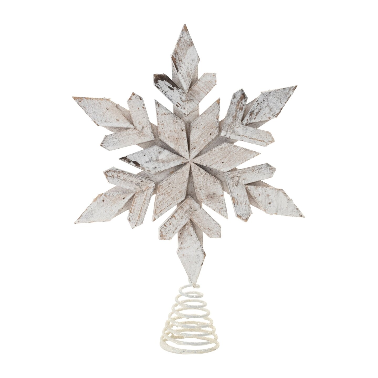Melrose Wooden Snowflake Christmas Tree Topper - 12&#x22; - Unlit