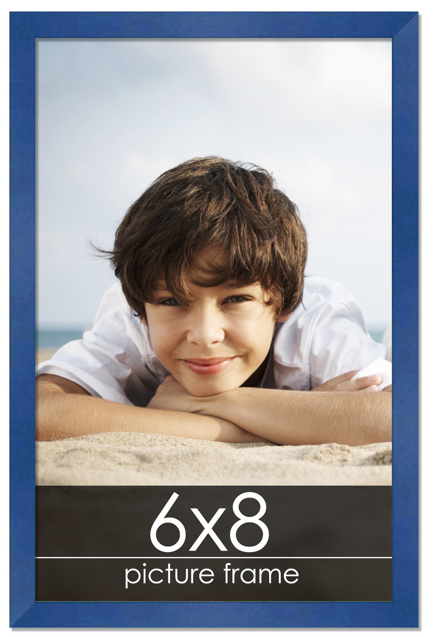 6x8 Classic Modern Blue Picture Frame - UV Acrylic, Foam Board Backing, Hanging Hardware