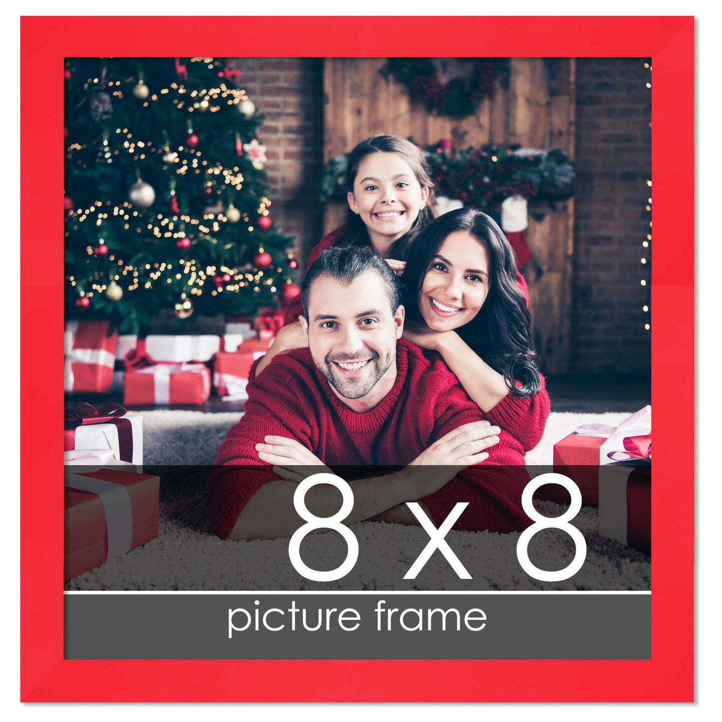 Square Classic Modern Red Picture Frame - UV Acrylic, Foam Board Backing, Hanging Hardware