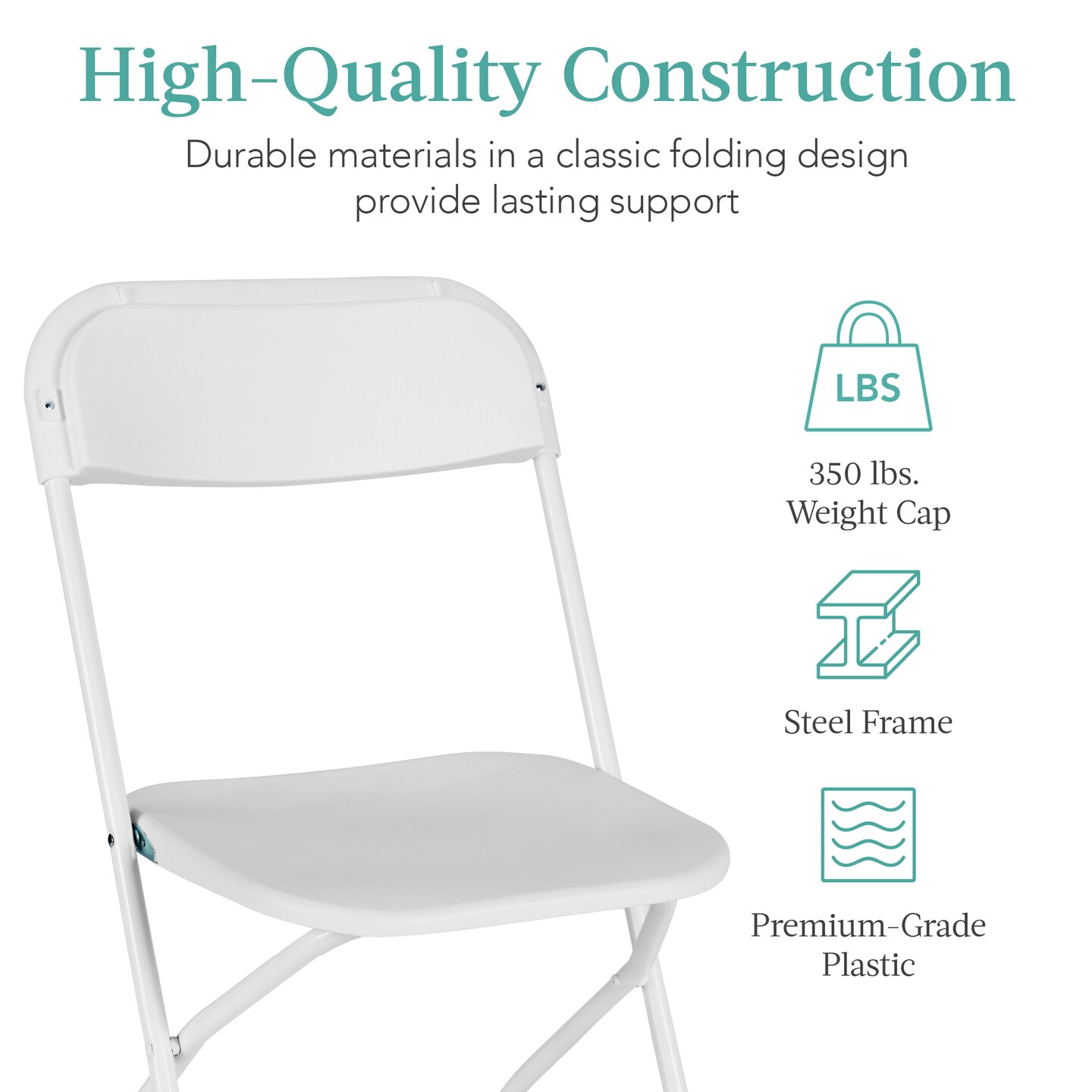 Best Choice Products Set of 4 Folding Stacking Plastic Chairs w/ Non-Slip Feet, 350lb Capacity