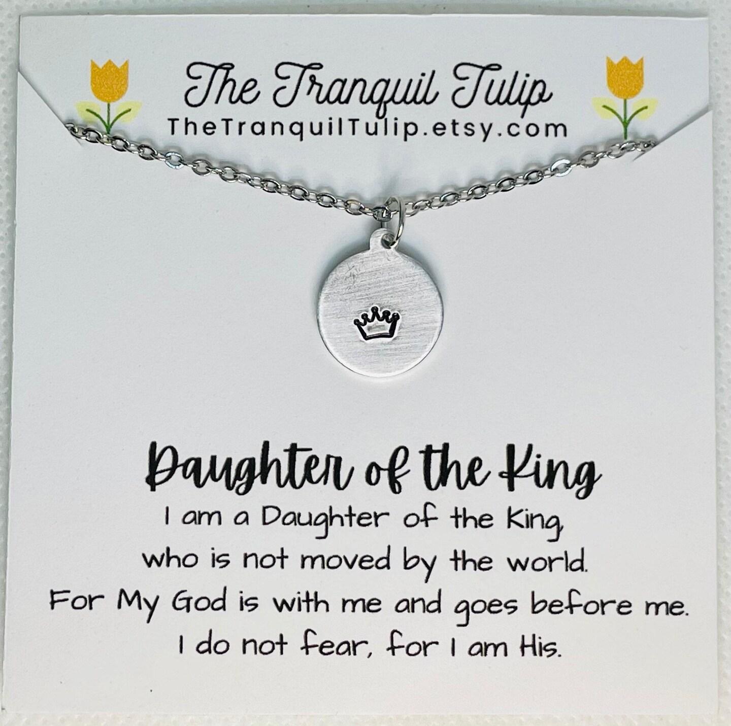 Daughter of the King - Necklace w Encouragement Card - Faith 