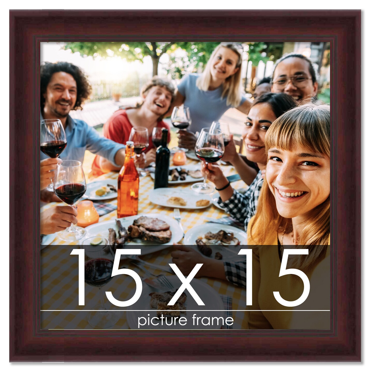 Square Linear Brown Picture Frame - UV Acrylic, Foam Board Backing, Hanging Hardware