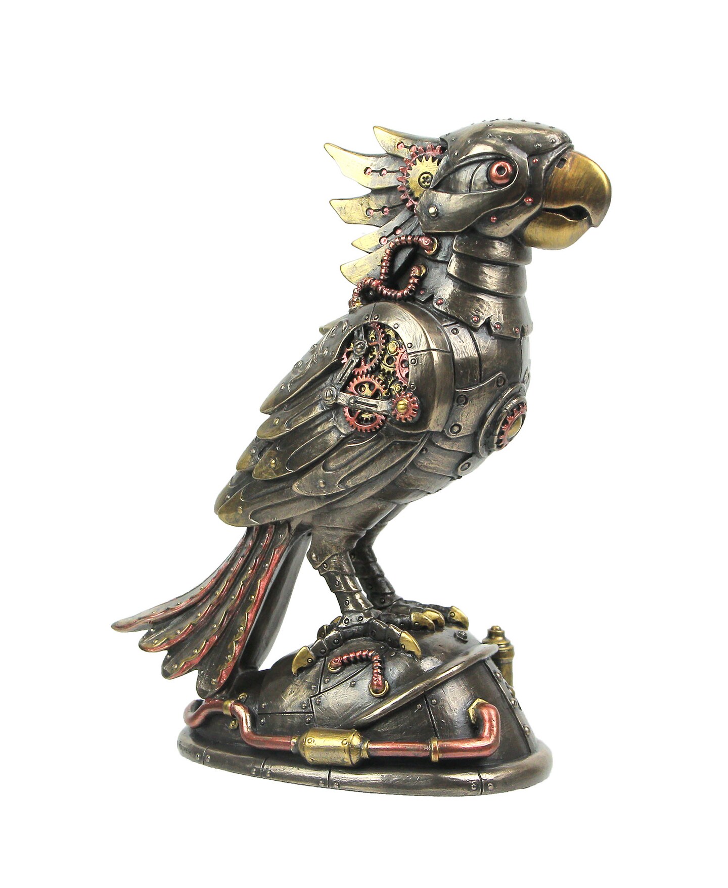 Steampunk Designed Cockatiel / Parrot Bird Metallic Finished Tabletop Statue