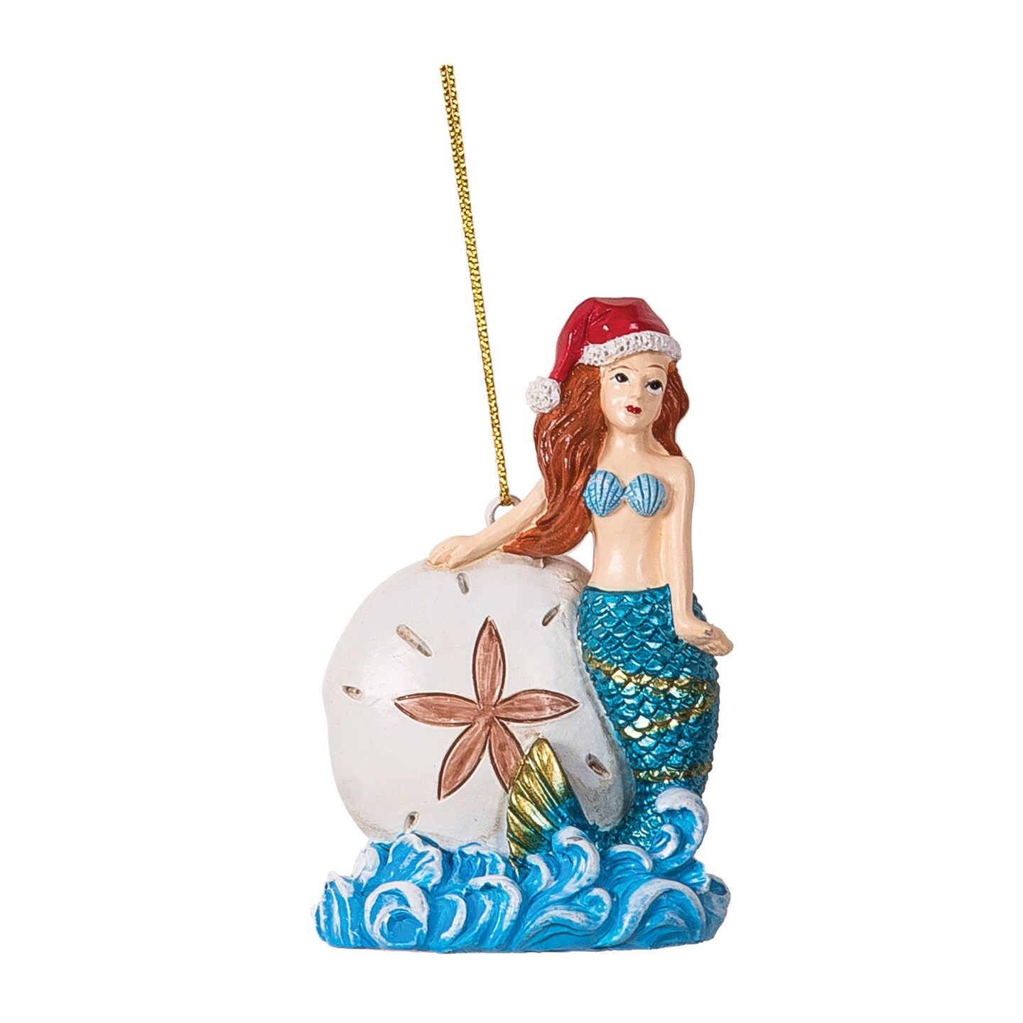 Mermaid With Sand Dollar &#x26; Santa Hat Ornament