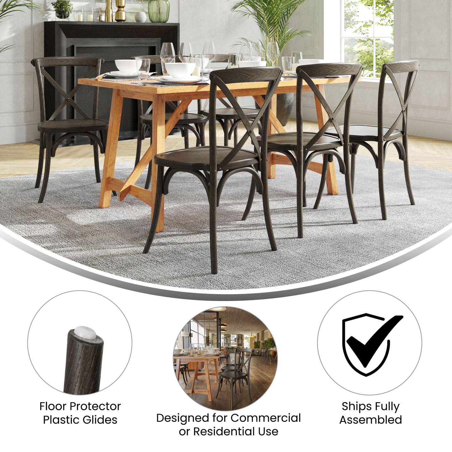 Merrick Lane Davisburg Stackable Wooden Cross Back Bistro Dining Chair
