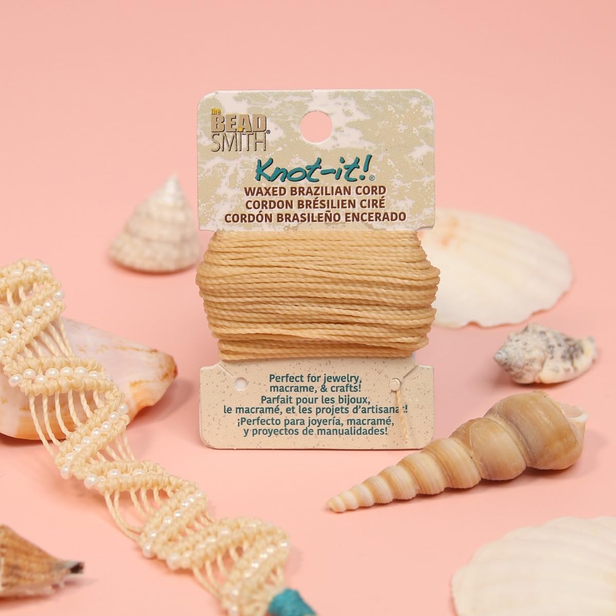 The Beadsmith Waxed Brazilian Cord, 0.7 mm Diameter, Light Wax, 15 Yards (13.7 m)