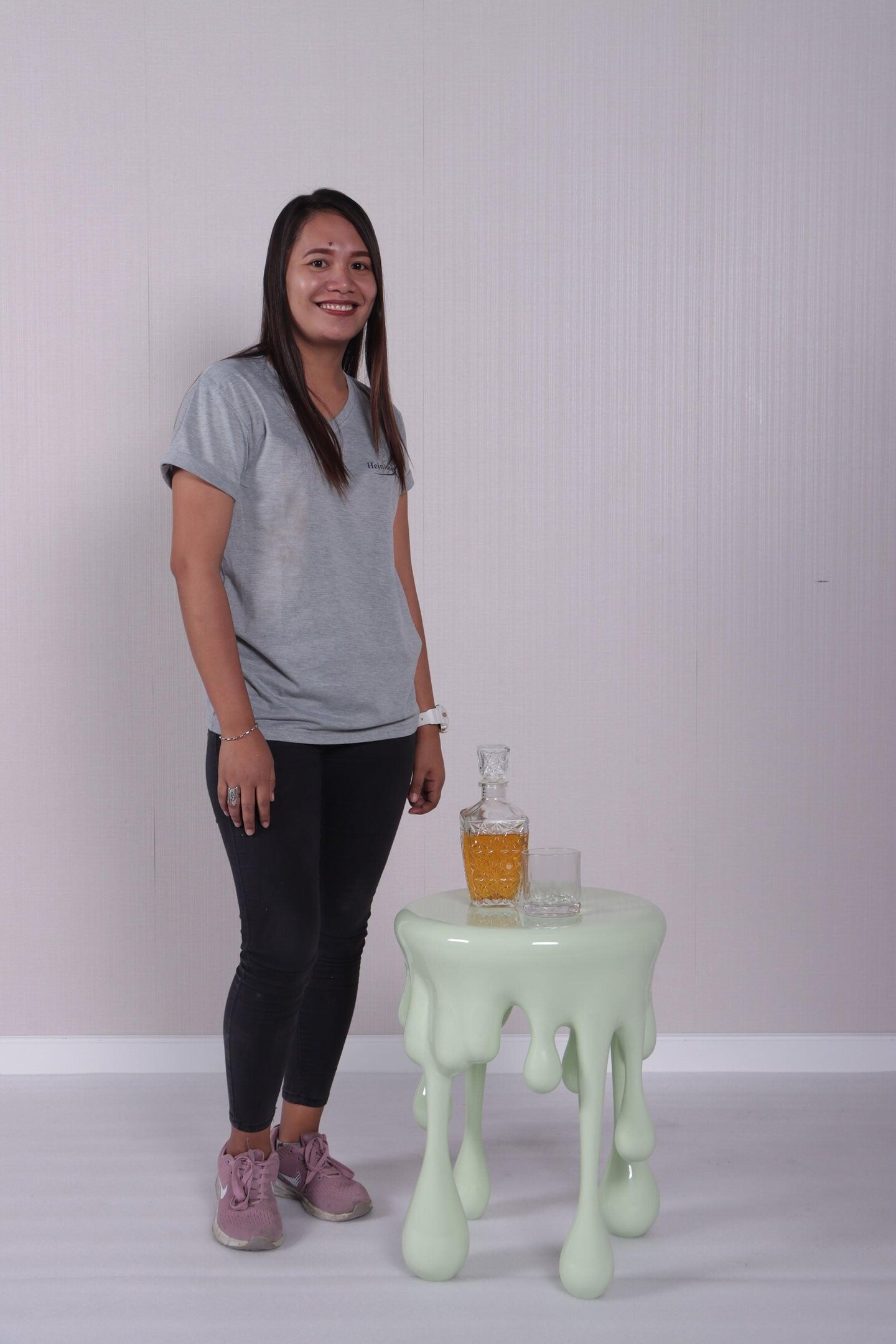 Mint Green Melting Side Table Dripping Statue