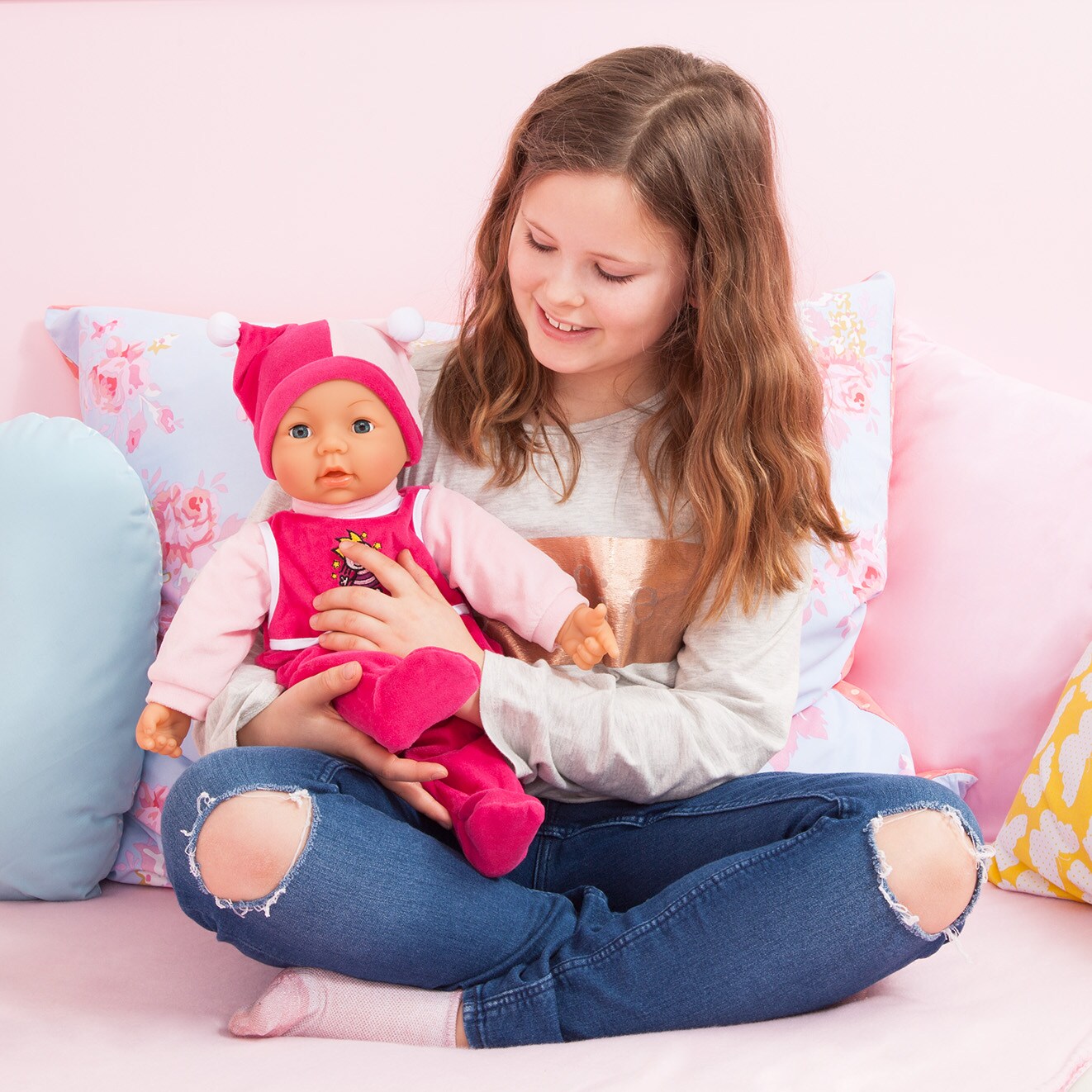 Bayer: Multi-Function Baby Doll - 18&#x22; 46cm - Realistic Sounds &#x26; Movements - Soft Body &#x26; Sleeping Eyes