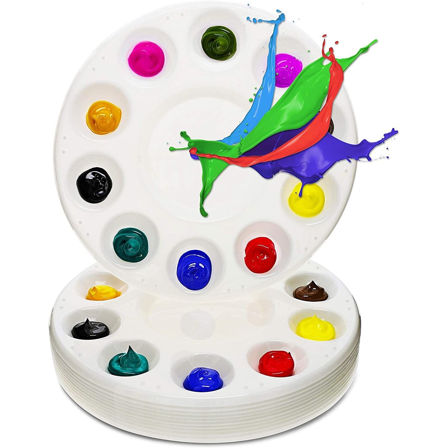 Plastic Paint Palette, Art Supplies (6.7 In, 12 Pack)