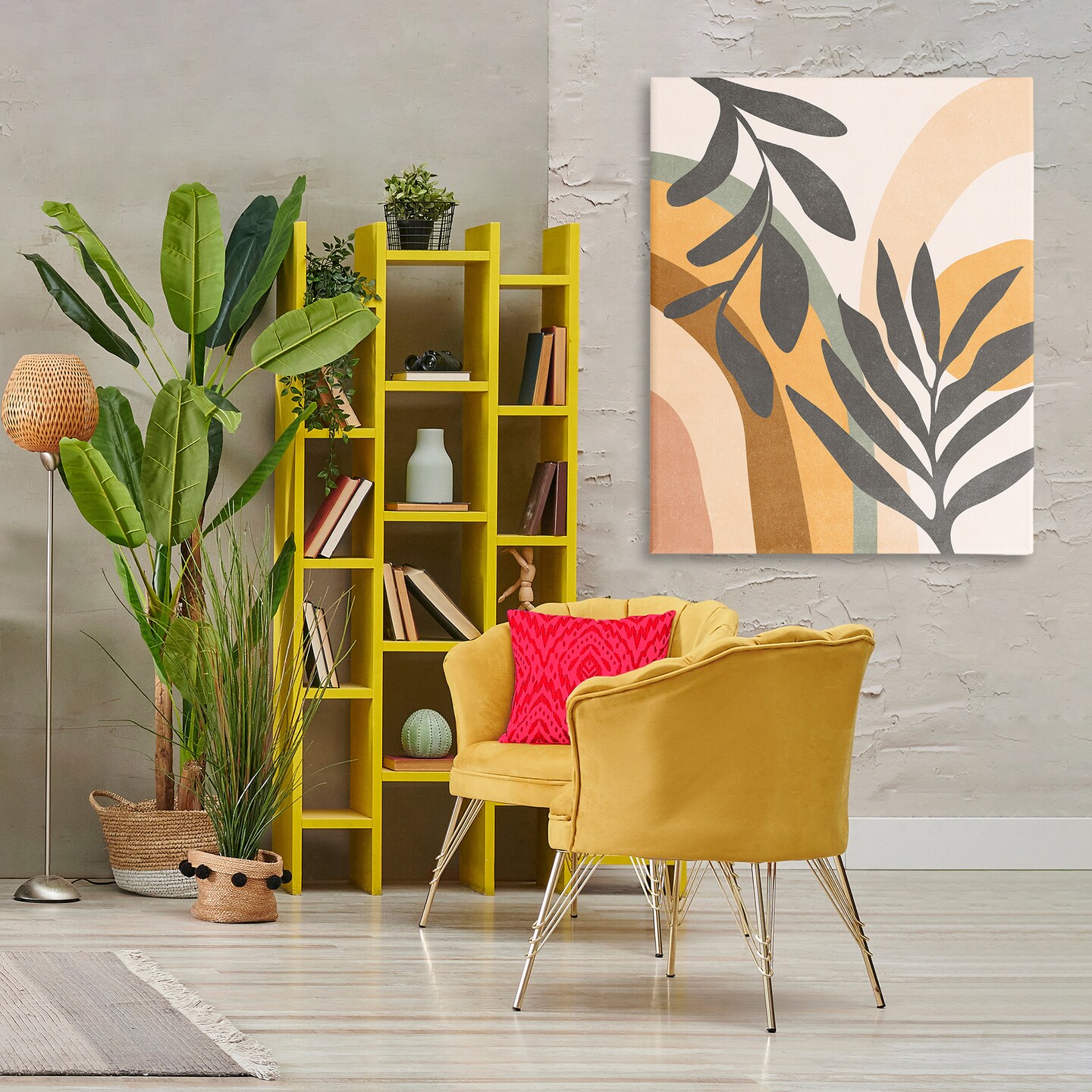 Stupell Industries Retro Sage Boho Plants Canvas Wall Art Design by Nataly White