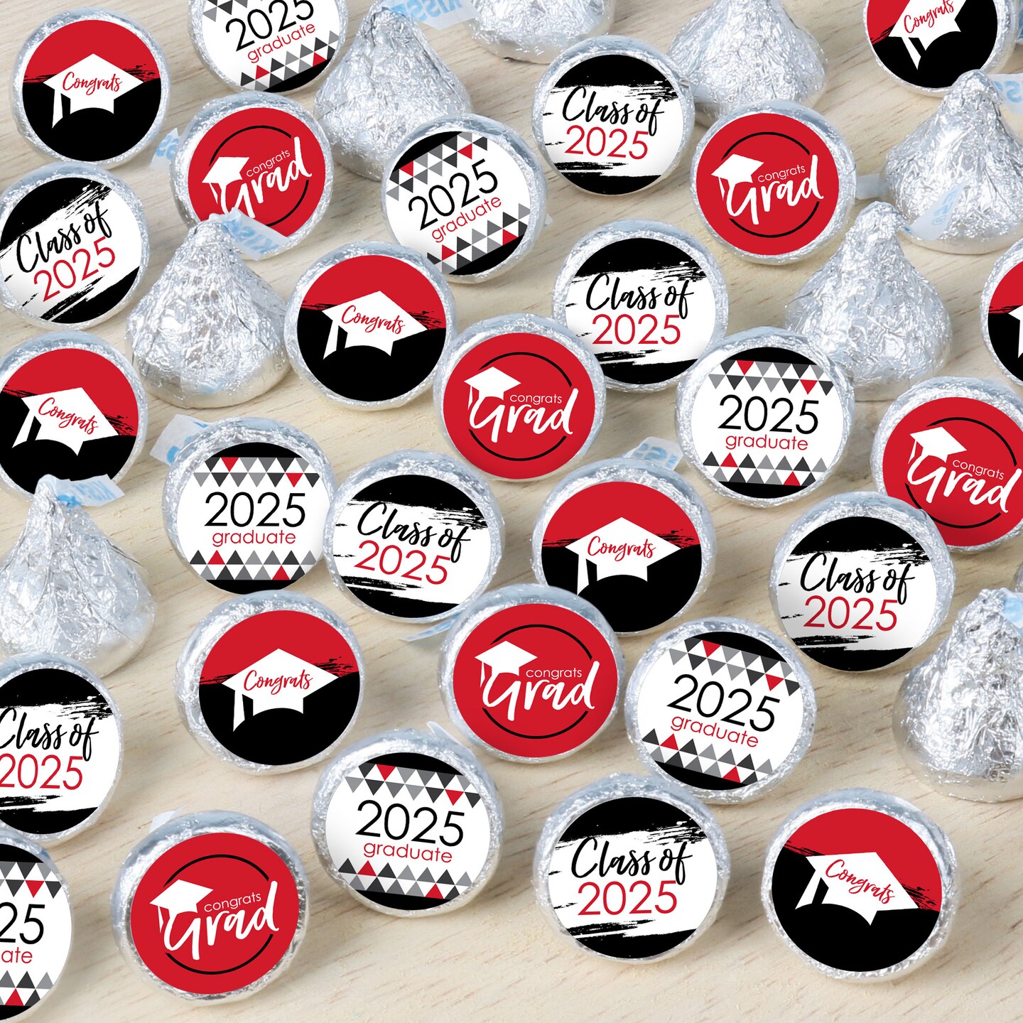 Big Dot of Happiness Red Grad - Best is Yet to Come - 2025 Red Graduation Party Small Round Candy Stickers - Party Favor Labels - 324 Count