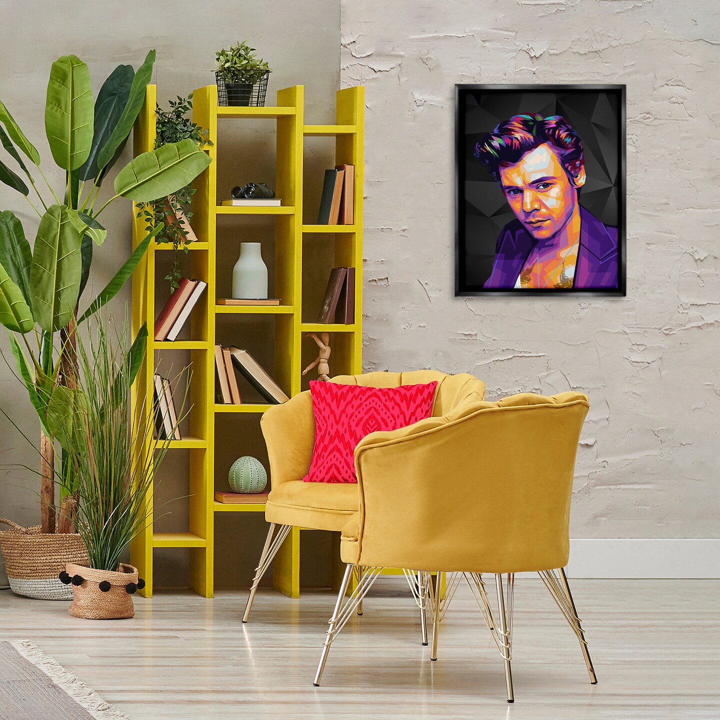 Stupell Industries Bright Harry on Black Framed Floater Canvas Wall Art Design by Birch & Ink