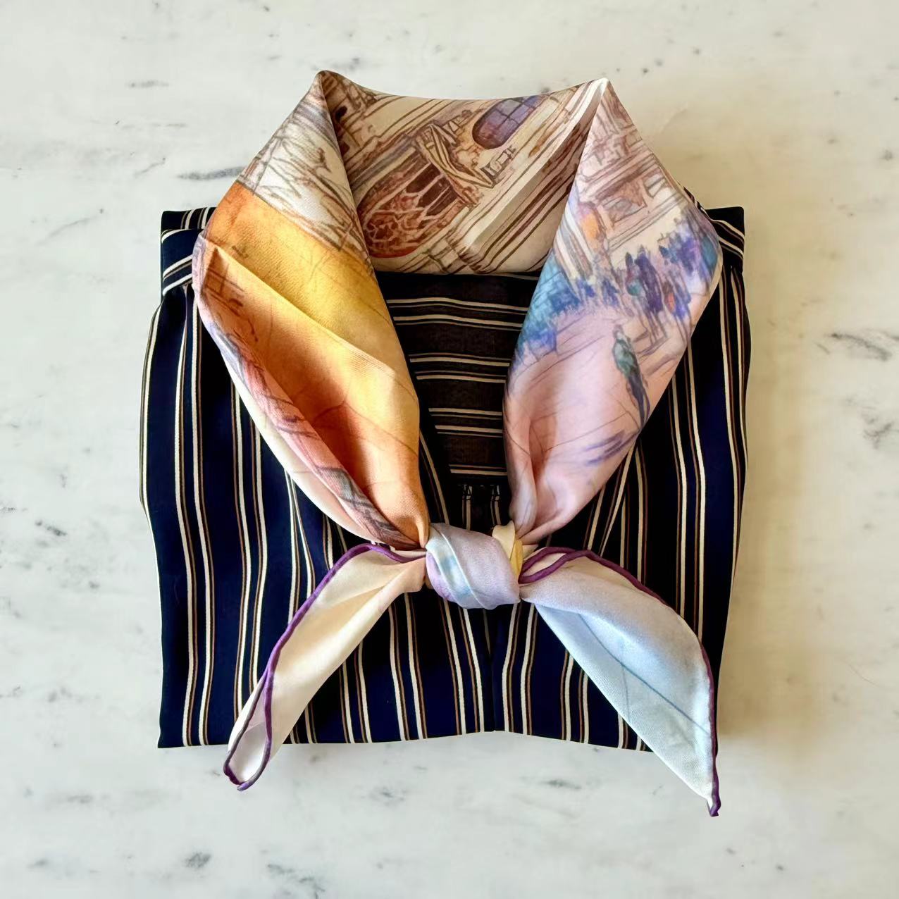 Pure Silk Square Scarf - Milan Cathedral 27 In, Mulberry Twill