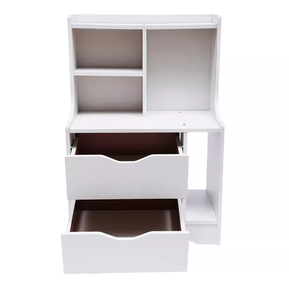 Modern End Side Table Bedroom Bedside Nightstand Cabinet With 2 Storage Drawers
