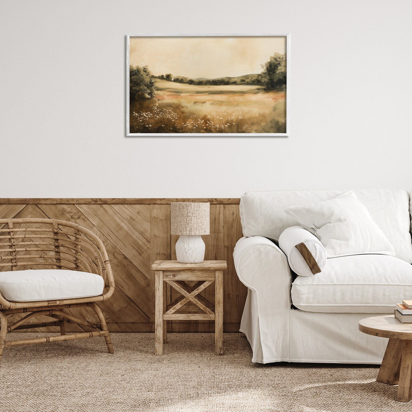 Stupell Industries Neutral Meadow Landscape Framed Giclee Wall Art Design by Lazar Studio