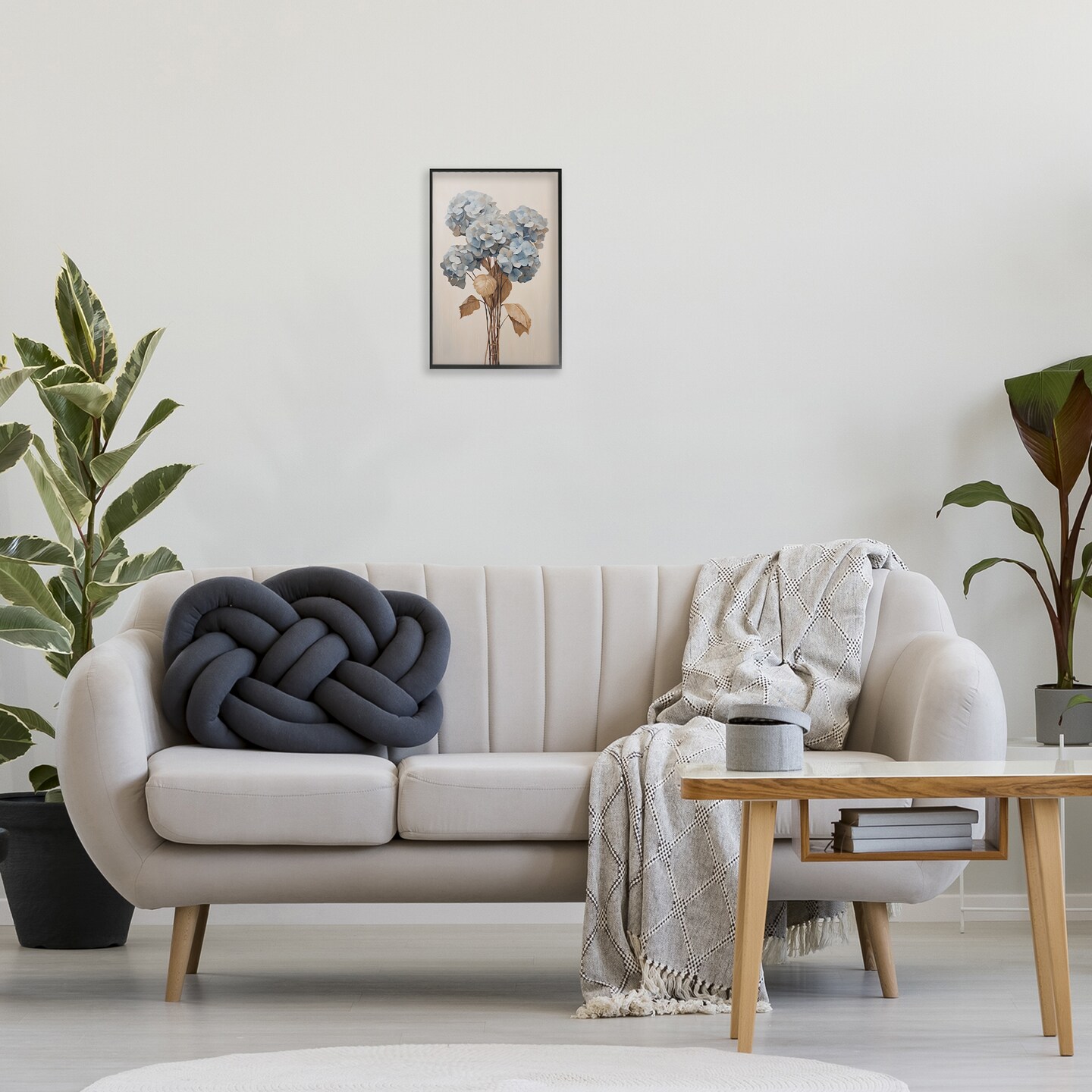 Stupell Industries Vintage Blue Hydrangea Framed Giclee Wall Art Design by Petals Prints Design