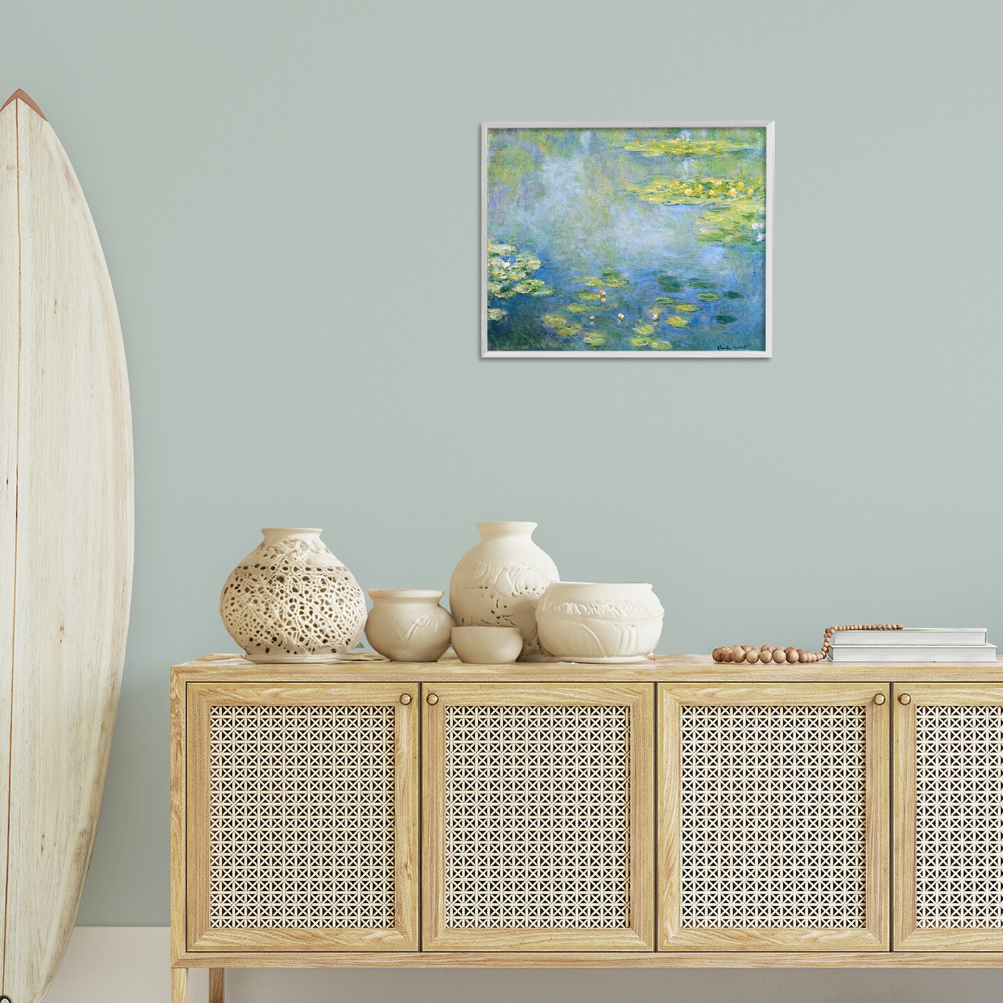 Stupell Industries Classical Monet Green Water Lilies Framed Giclee Wall Art Design by one1000paintings