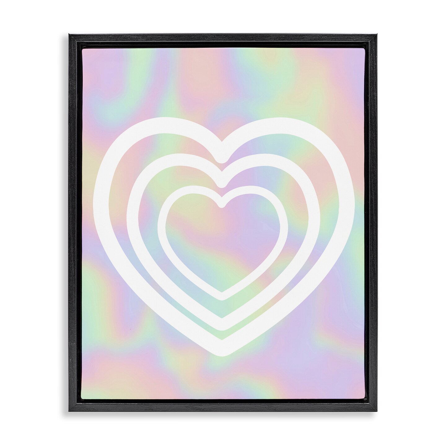 Stupell Industries Pastel Pattern with Hearts Framed Floater Canvas Wall Art Design by Daphne Polselli
