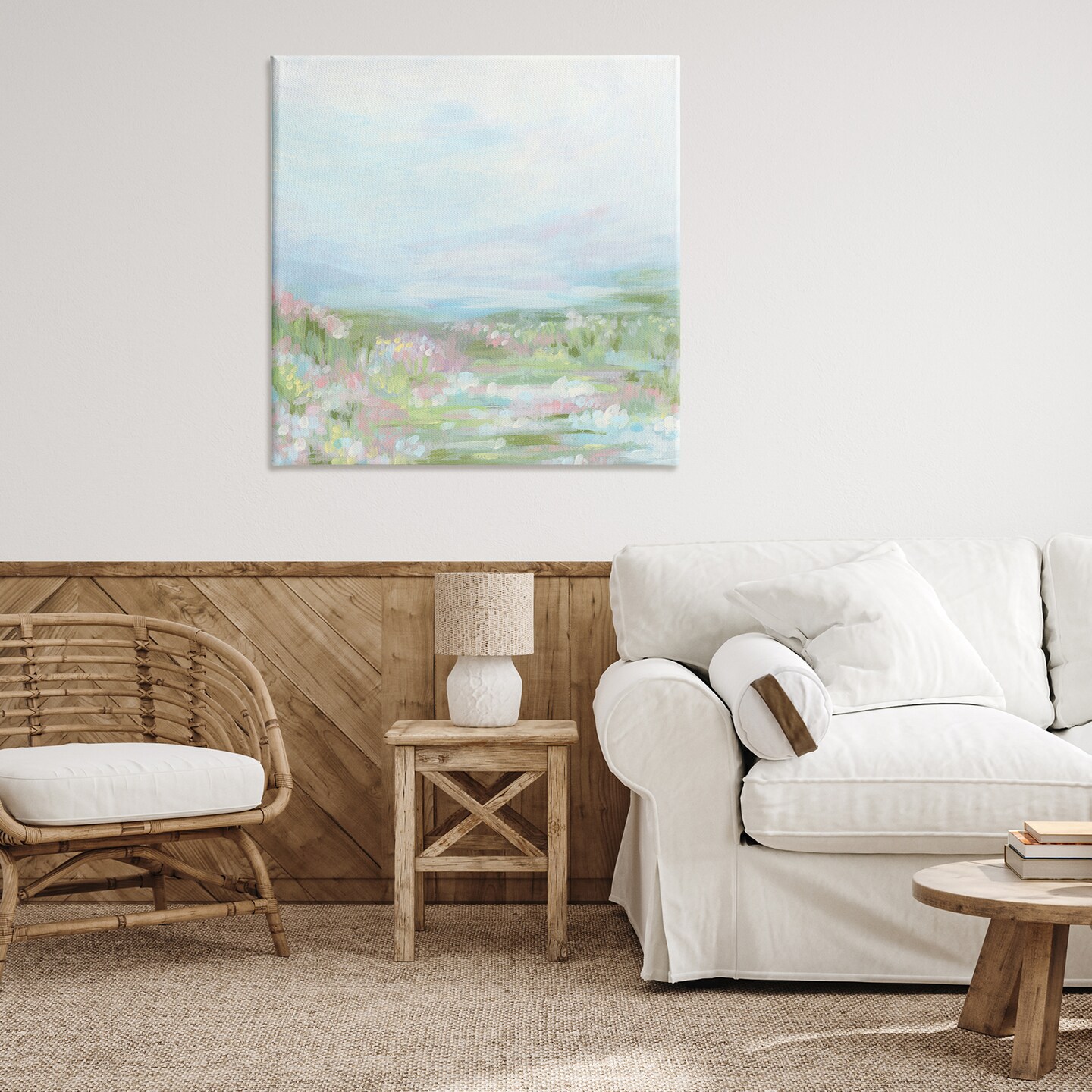 Stupell Industries Pastel Flower Field Canvas Wall Art Design by June Erica Vess