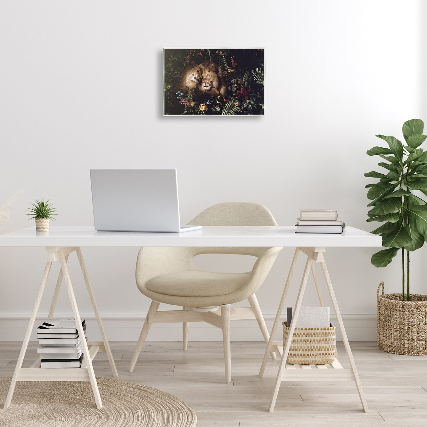 Stupell Industries Cuddling Lions Among Leaves Wall Plaque Art Design by Reinders