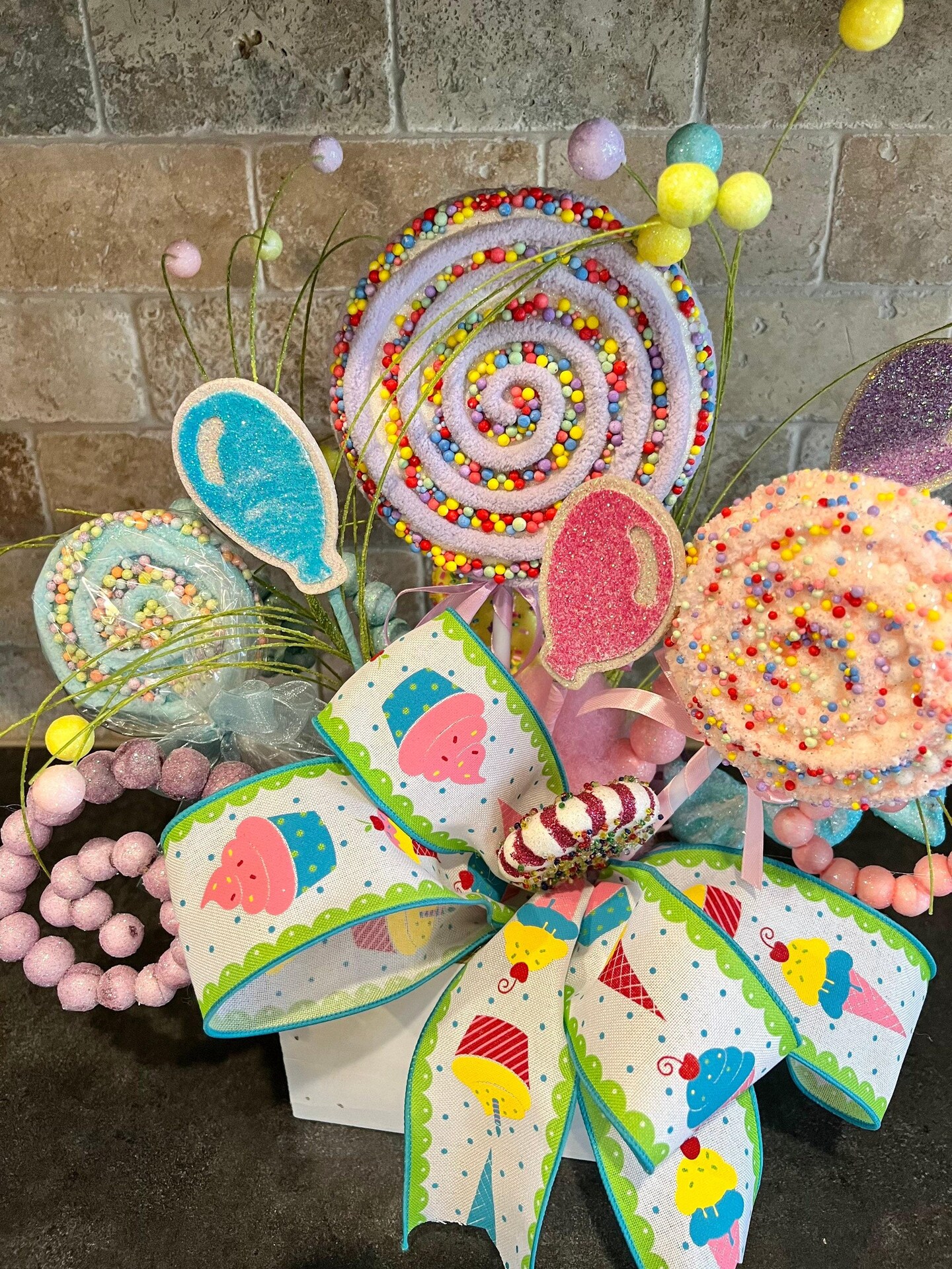 Candy Themed Party Centerpieces, Fake Candy Lollipop Birthday Boquet,  Little Girl Birthday Party Decor, Fake Cupcakes, Girl Birthday Gift |  MakerPlace by Michaels, image size:810x1080