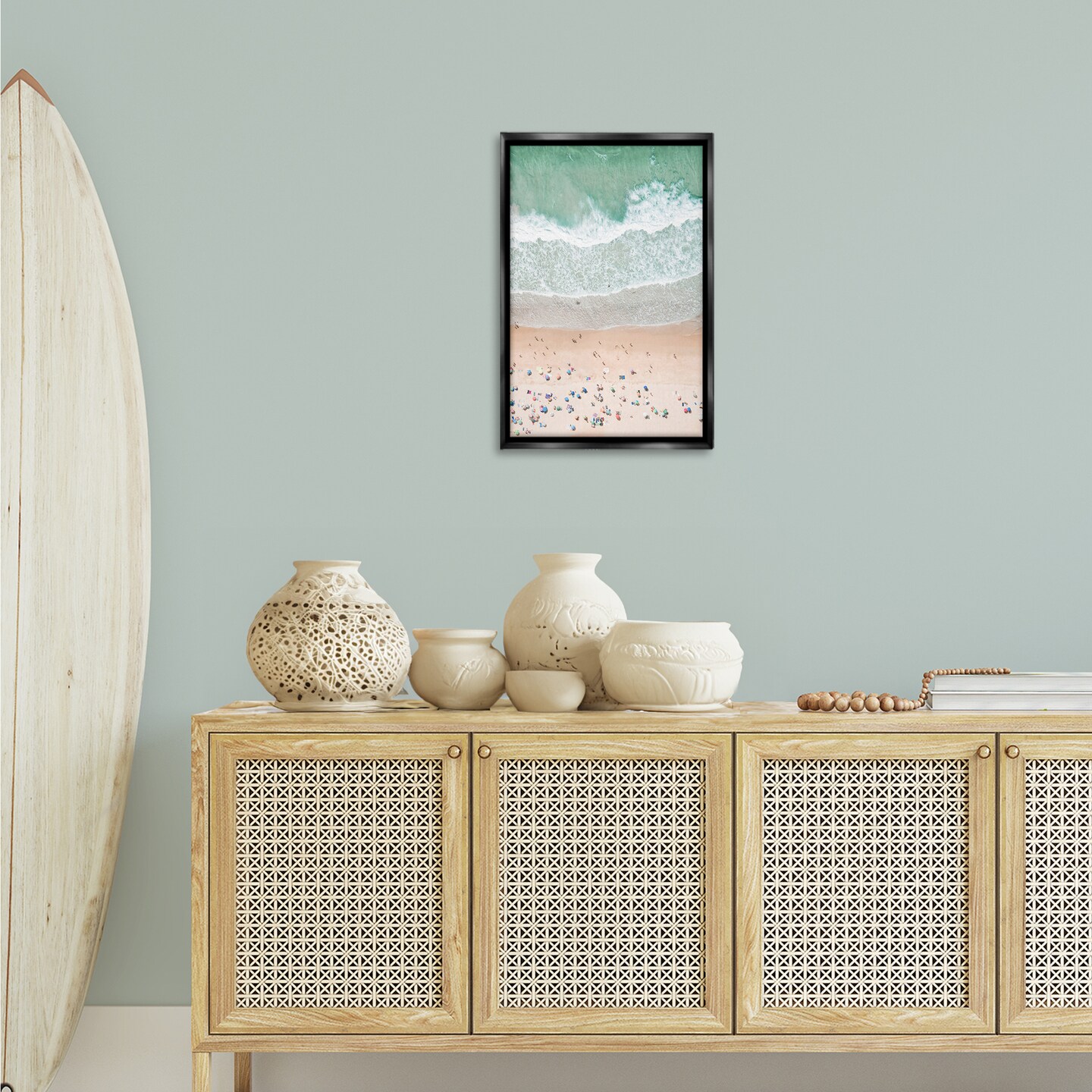 Stupell Industries Aerial Summer Beach Framed Floater Canvas Wall Art Design by Sisi and Seb