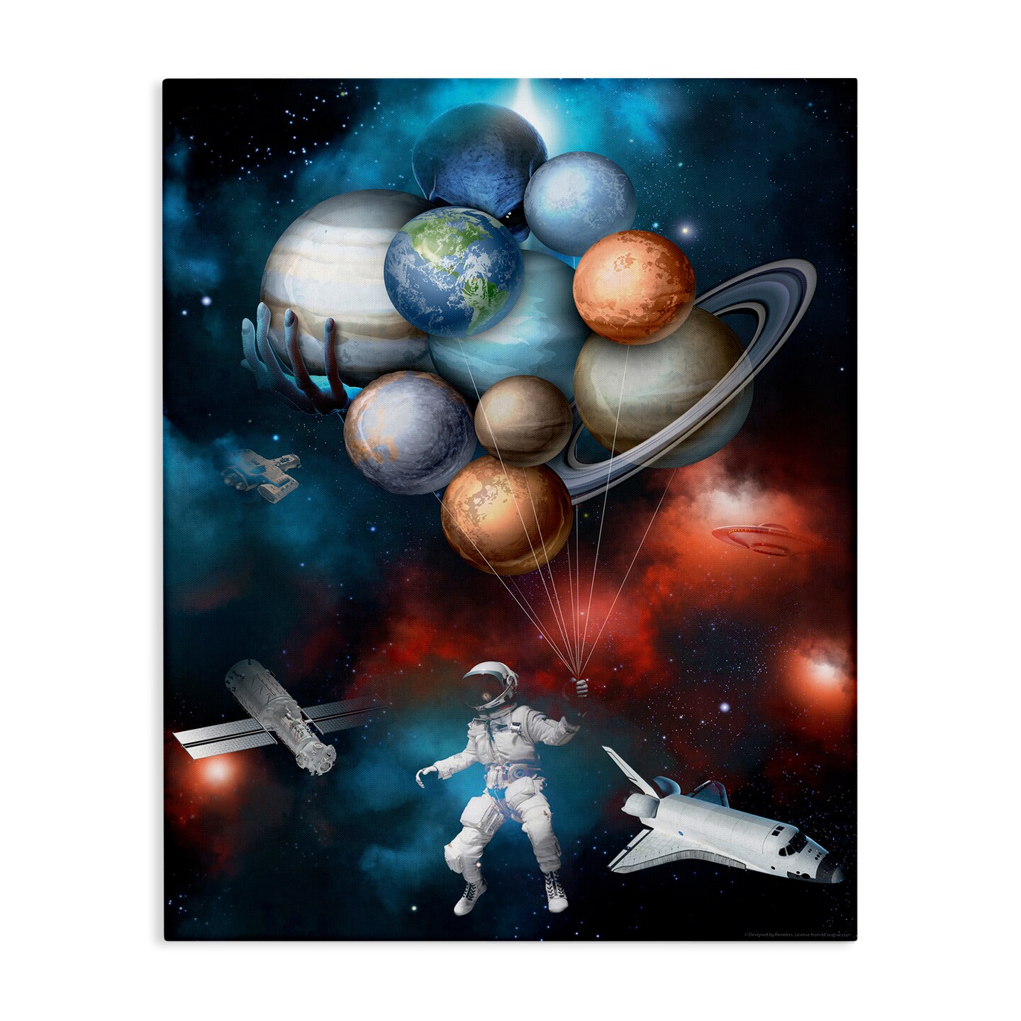 Stupell Industries Planet Balloons in Space Canvas Wall Art Design by Reinders