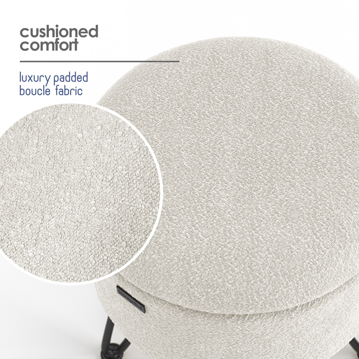 StorageBud Round Ottoman with Storage
