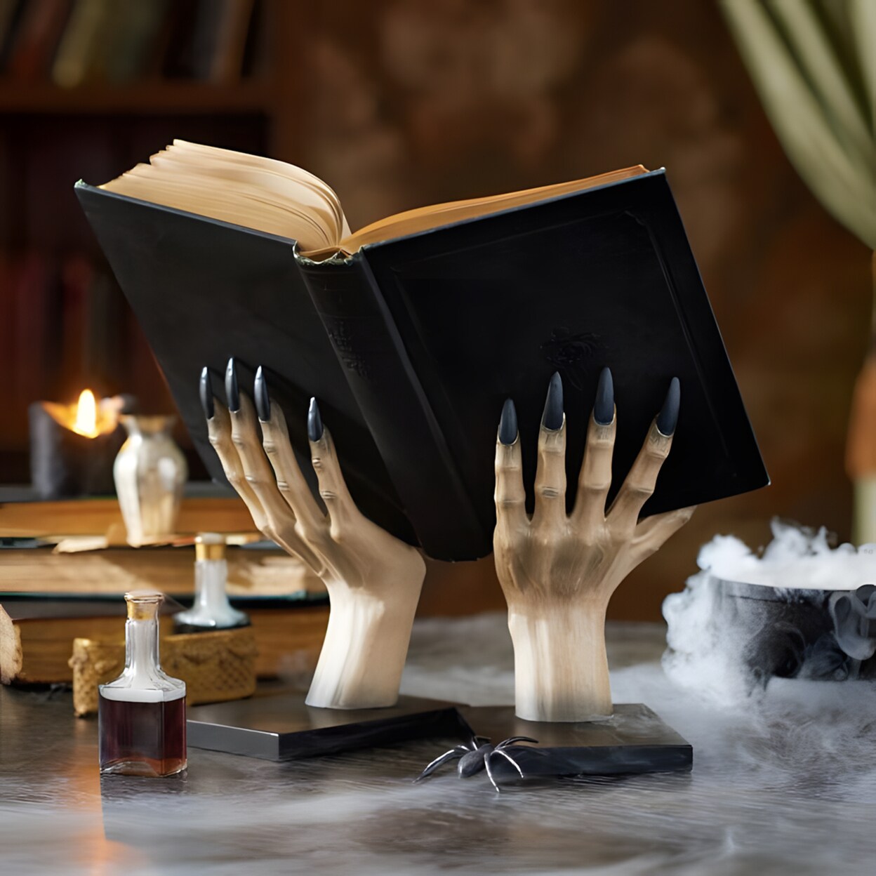 Halloween Bookends Witch Hand Book End Gothic For Shelves Desktop Witch Hands Holding Figurine Book Stand Halloween