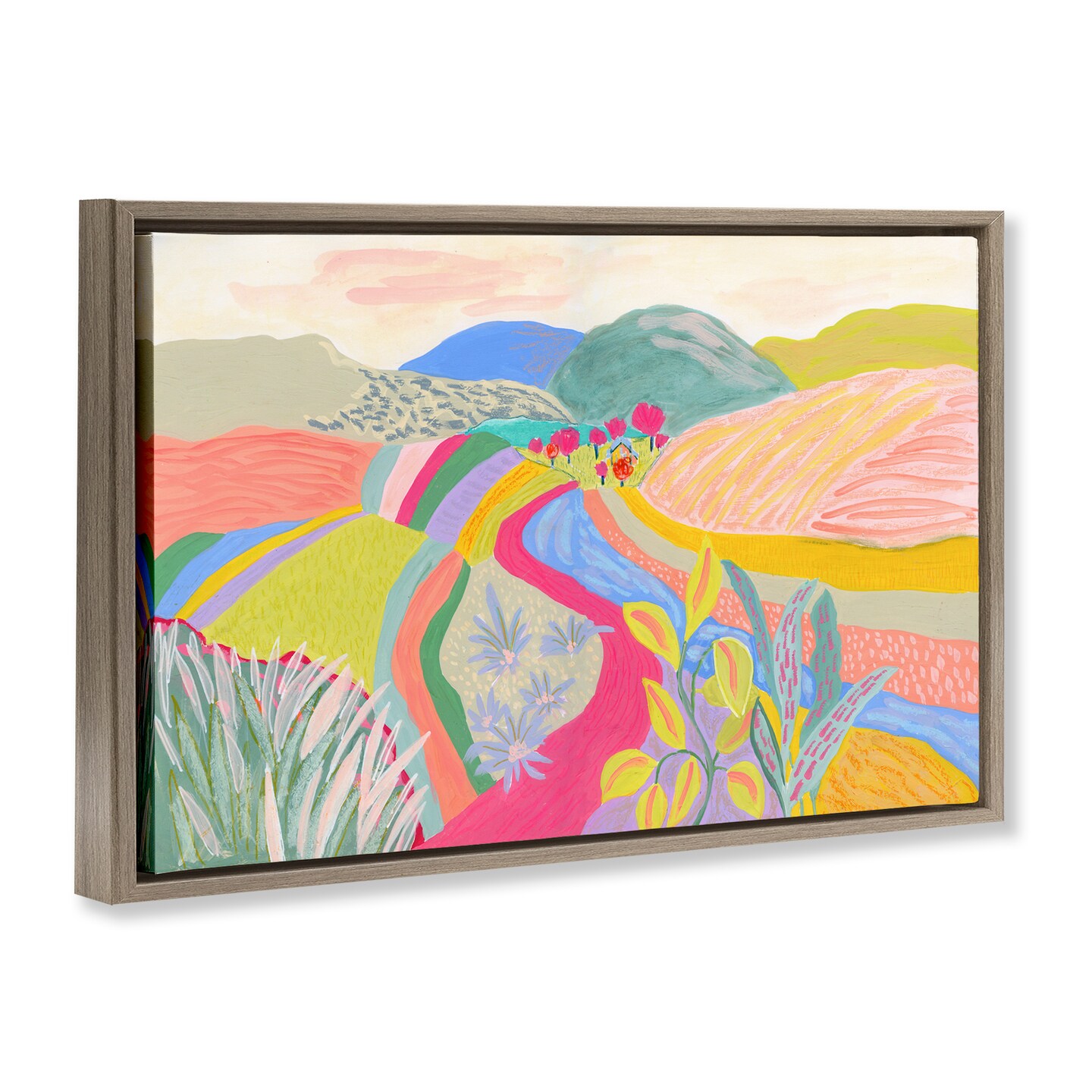 Stupell Industries Whimsical Hued Farmland Framed Floater Canvas Wall Art Design by Suzanne Allard