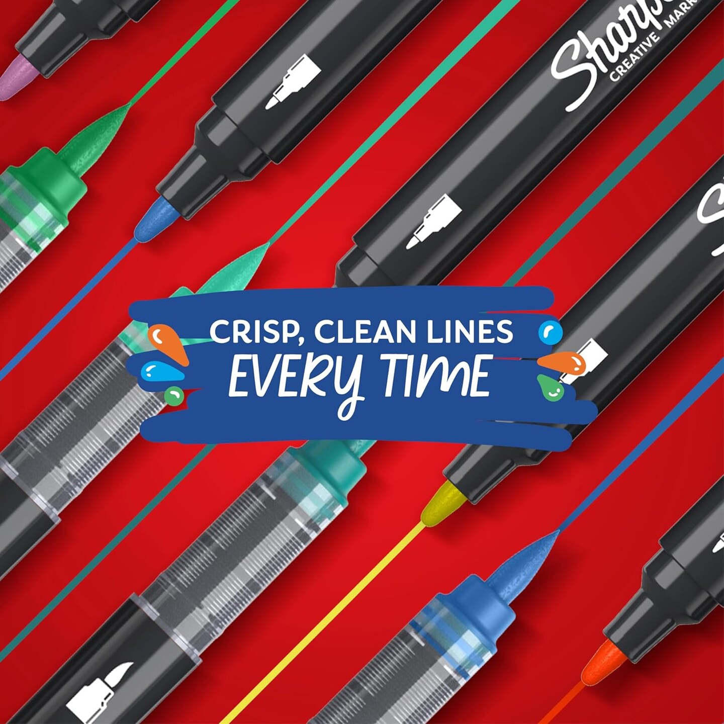 Sharpie Acrylic Creative Markers, Brush Tip, Vibrant Assorted Colors, Non-Bleeding Water-Based Ink, Pack of 12