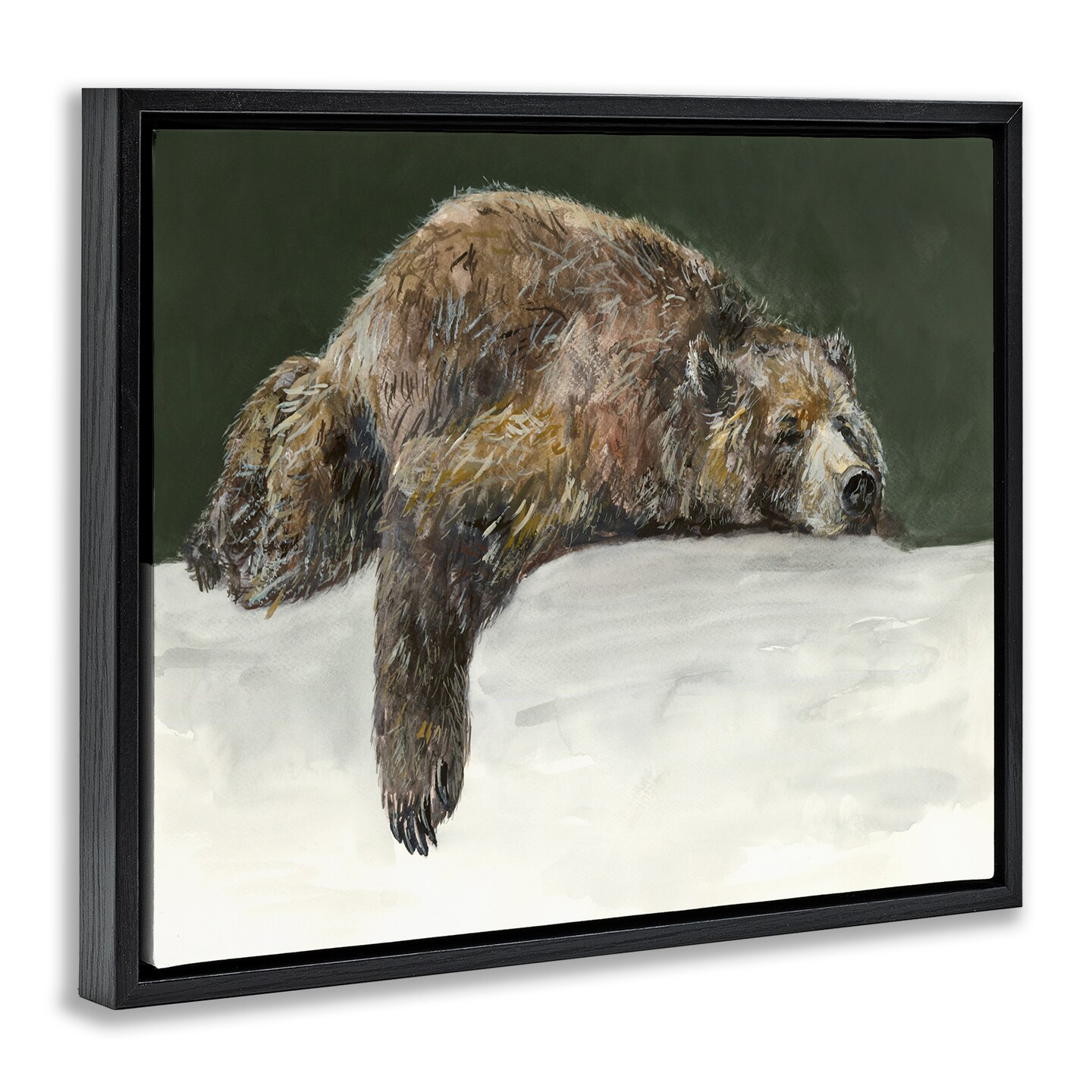 Stupell Industries Sleepy Woodland Bear Framed Floater Canvas Wall Art Design by Jacob Q