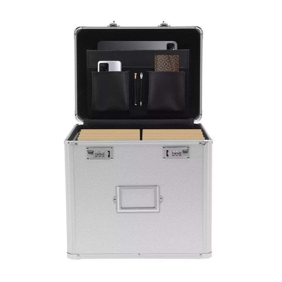 Portable File Cabinet Lock Storage Organizer Home Office Metal Box Mobile Drawer