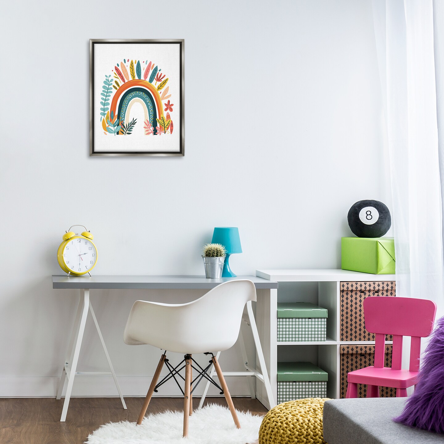 Stupell Industries Boho Rainbow Blooms Floater Framed Canvas Wall Art Design by LSR Design Studio