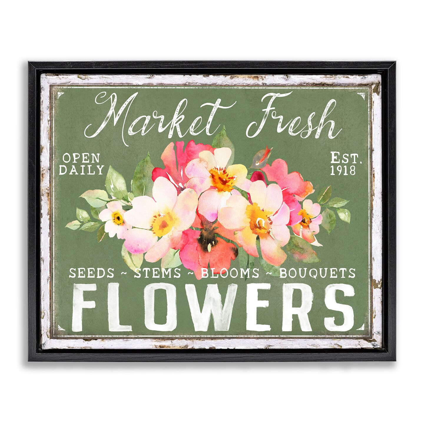 Stupell Industries Antique Market Fresh Flowers Floater Framed Canvas Wall Art Design by Creatif Belle