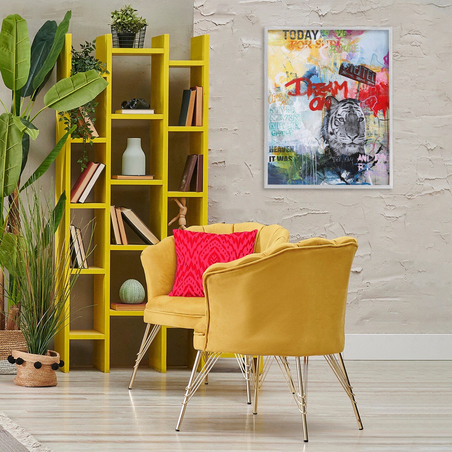Stupell Industries Inspiring Graffiti &#x26; Tiger Framed Giclee Wall Art Design by Design Fabrikken
