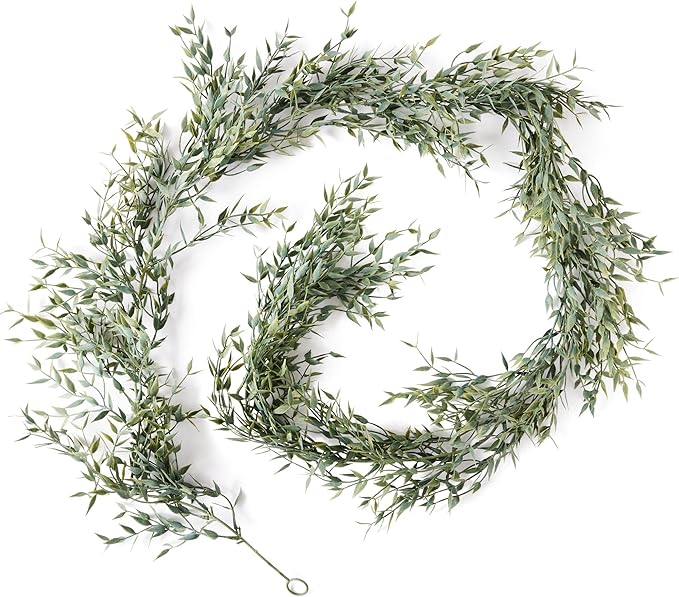 3 pcs Artificial Italian Ruscus Greenery Garland | 6 feet | Matte Plastic | Faux Floral Spray for Wedding Arch Filler Table Centerpieces and Home Decor
