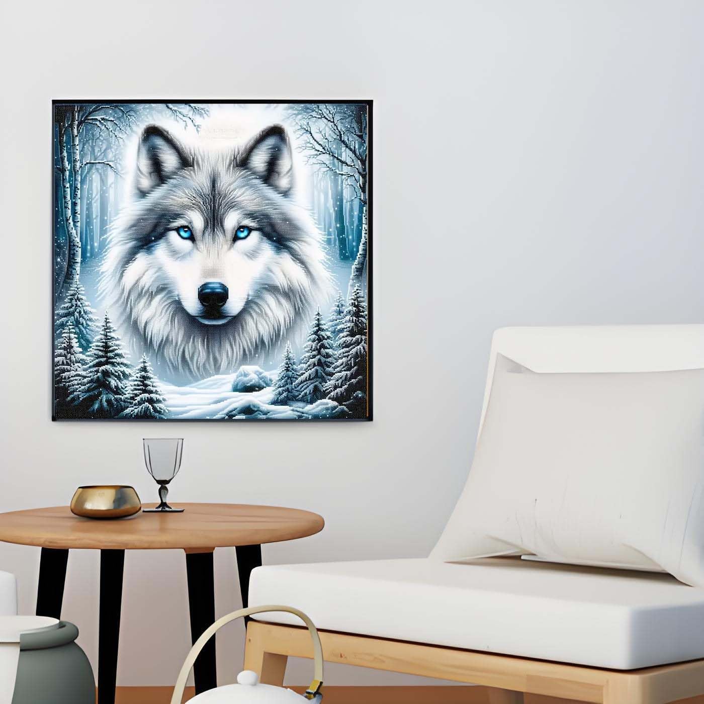 5D Diamond Painting Kit for Adults &#x2013; Cute Animal Wolf Head Full Round Drill Diamond Art &#x2013; DIY Gem Dot Craft for Home Wall Decor &#x26; Holiday Gift &#x2013; 11.8 x 11.8 Inch