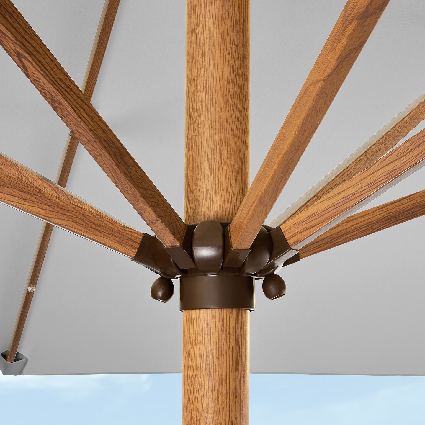 Best Choice Products 9ft Deep Square Solar LED Lighted Patio Umbrella w/ Faux Wood Texture, UV-Resistant