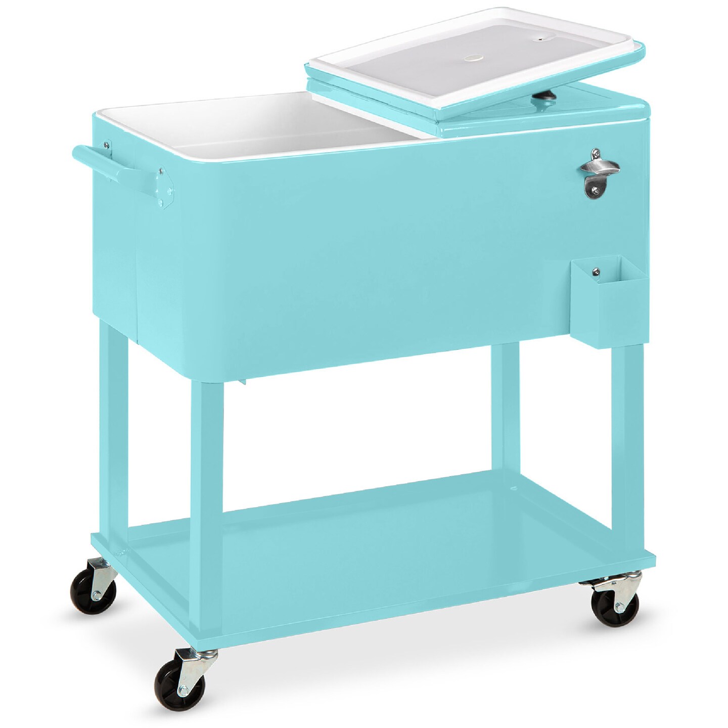 Best Choice Products 80qt Steel Rolling Cooler Cart w/ Bottle Opener, Catch Tray, Drain Plug, Locking Wheels