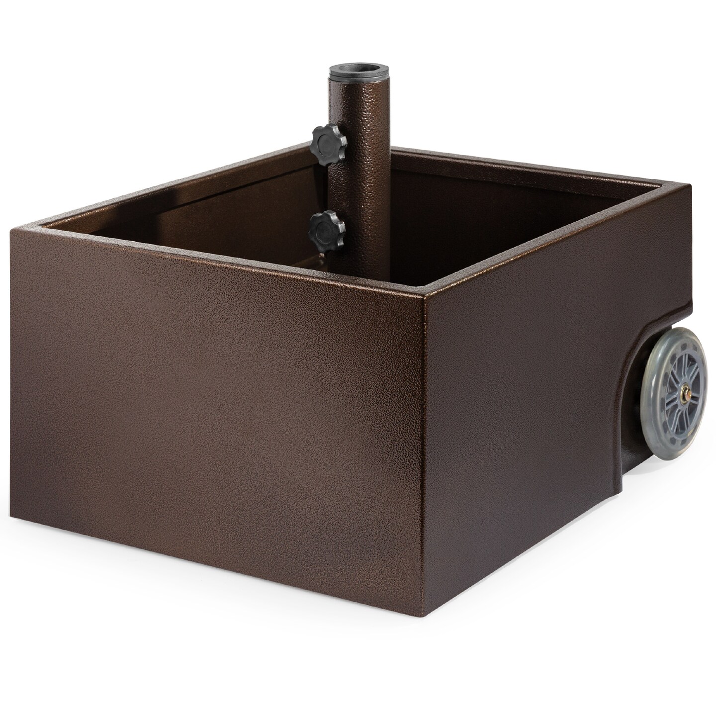 best choice products patio umbrella stand 4-Piece Cantilever Offset Square Base Plate Set w/ Easy-Fill Spouts The refillable reservoir features a large fill capacity for your choice of sand or water Built tough for a sturdy base that lasts for years to come Mobile Umbrella Base, Fillable Stand