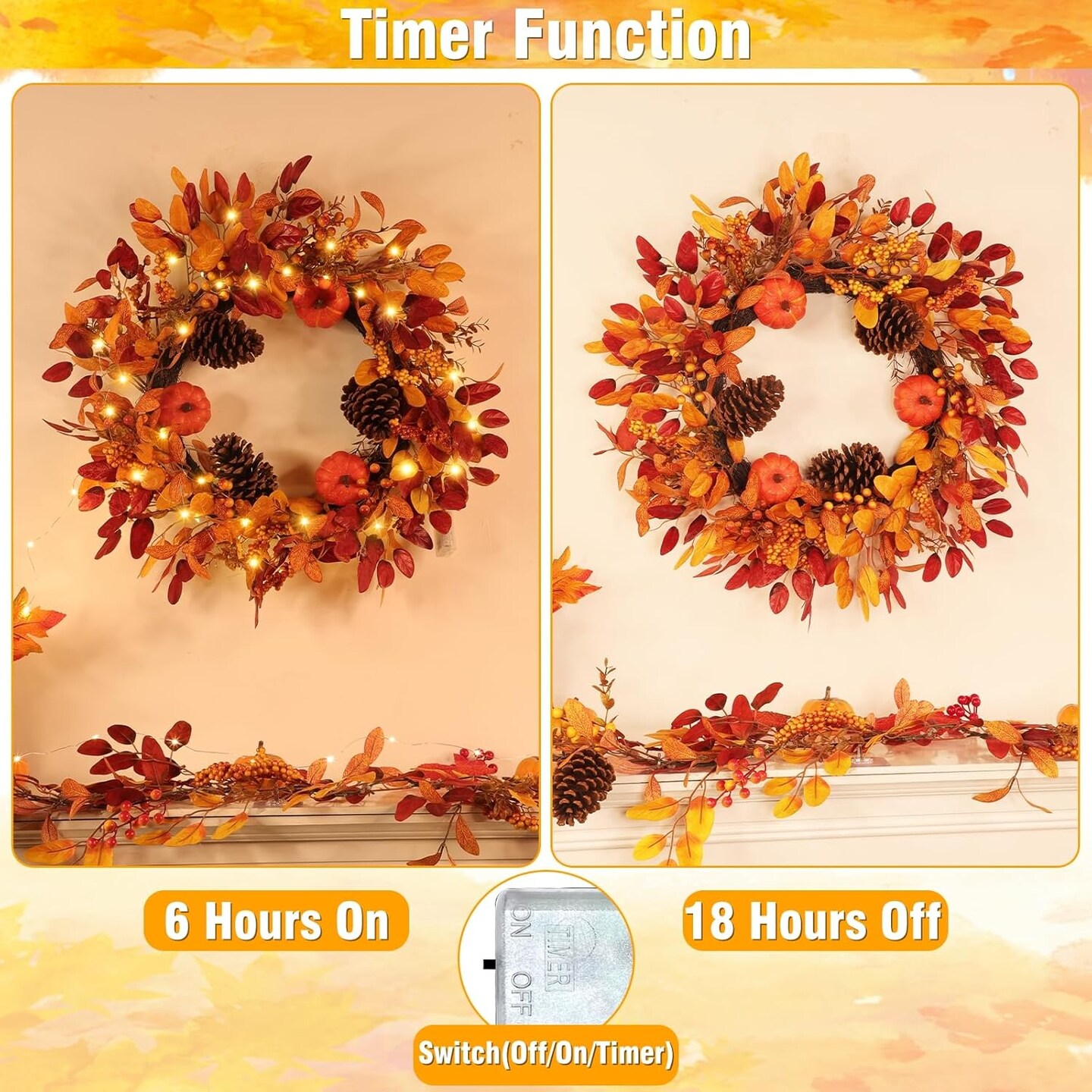 26 Inch Large Fall Wreaths for Front Door