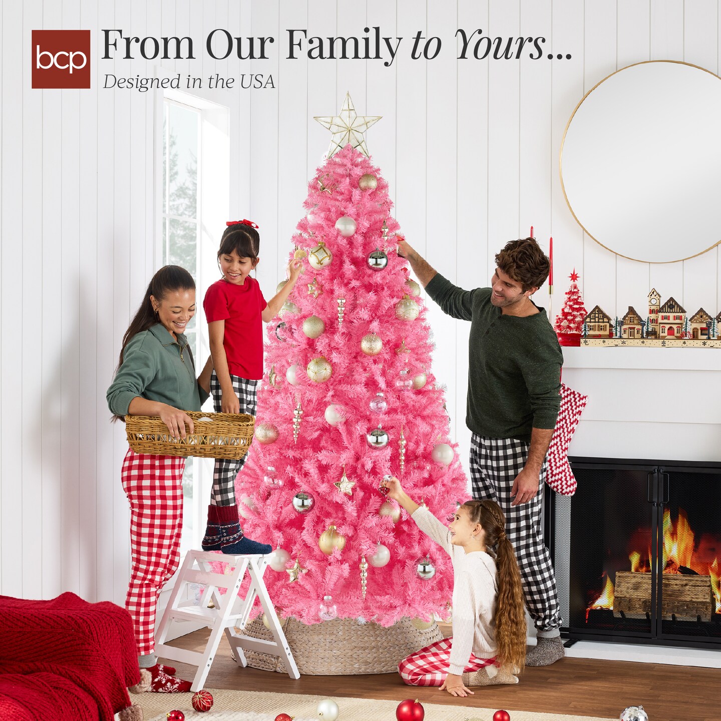 Best Choice Products Artificial Pink Christmas Full Tree Festive Holiday Decoration w/ Stand