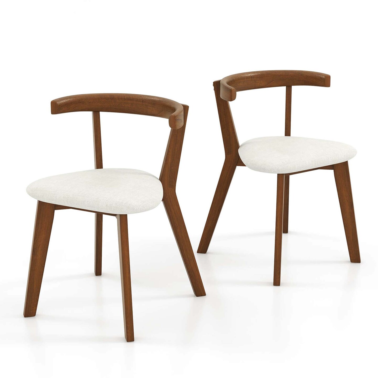 Costway Space-Saving Wood Upholstered Dining Chair Set of 2/4 with Padded Seat & Curved Back