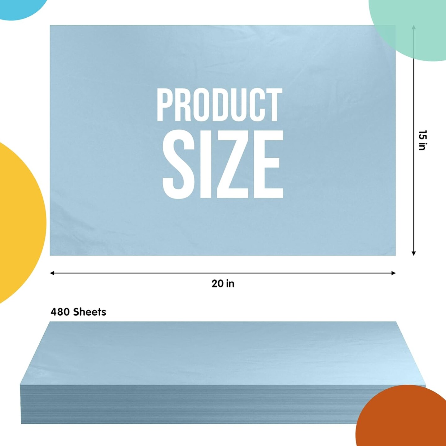 Tissue Paper for Gift Bags - 15" x 20" Bulk Tissue Paper Dark Blue 480 Sheets - 10lb Newsprint for Packing, Birthday Gift Box Filler, Packing Supplies for Moving Supplies