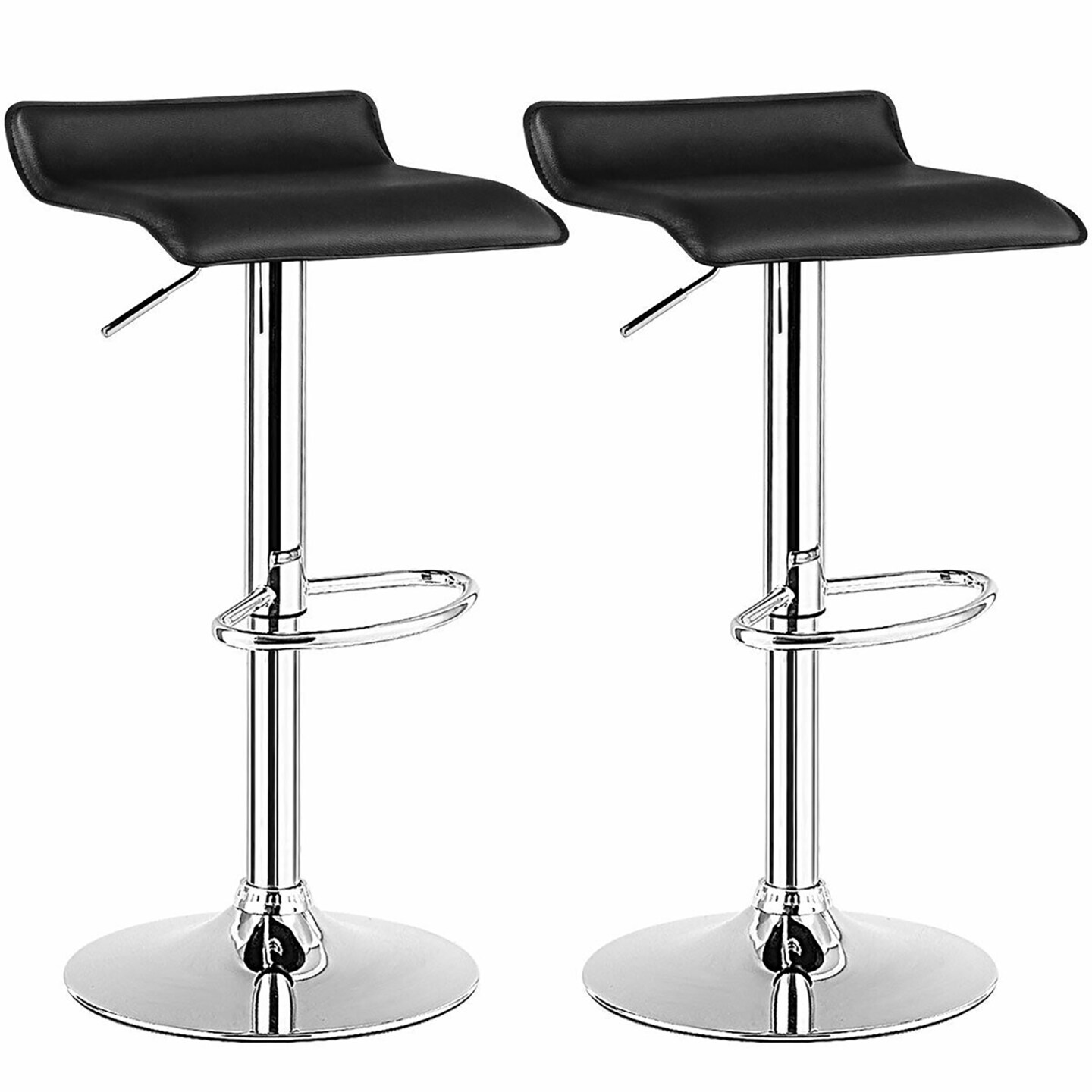 Costway Set of 2 Swivel Bar Stool Adjustable PU Leather Backless Dining Chair White/Black/Coffee